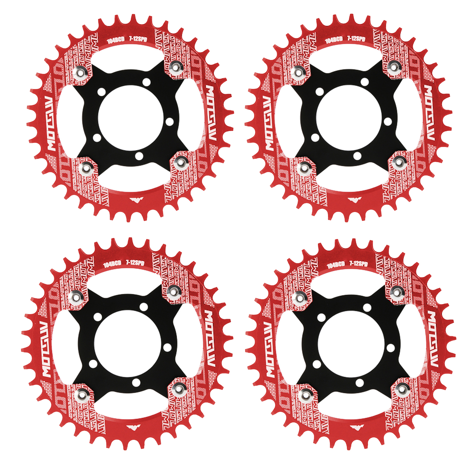 Strong E-Bike Chainring 32T~42T 104BCD Round Chainwheel Sprockets Chain Ring Red 36T