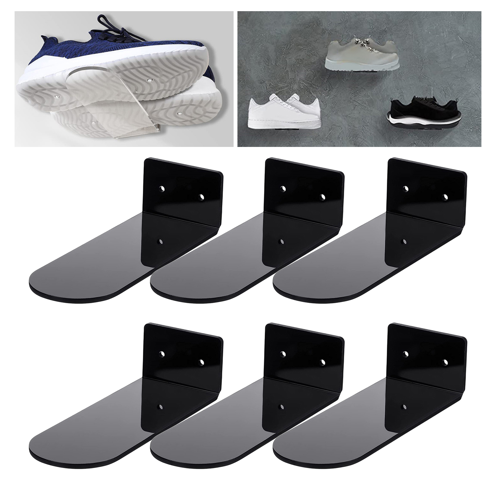 Floating Shoe Shelves Acrylic Display Sneaker Wall-Mounted Rack Black