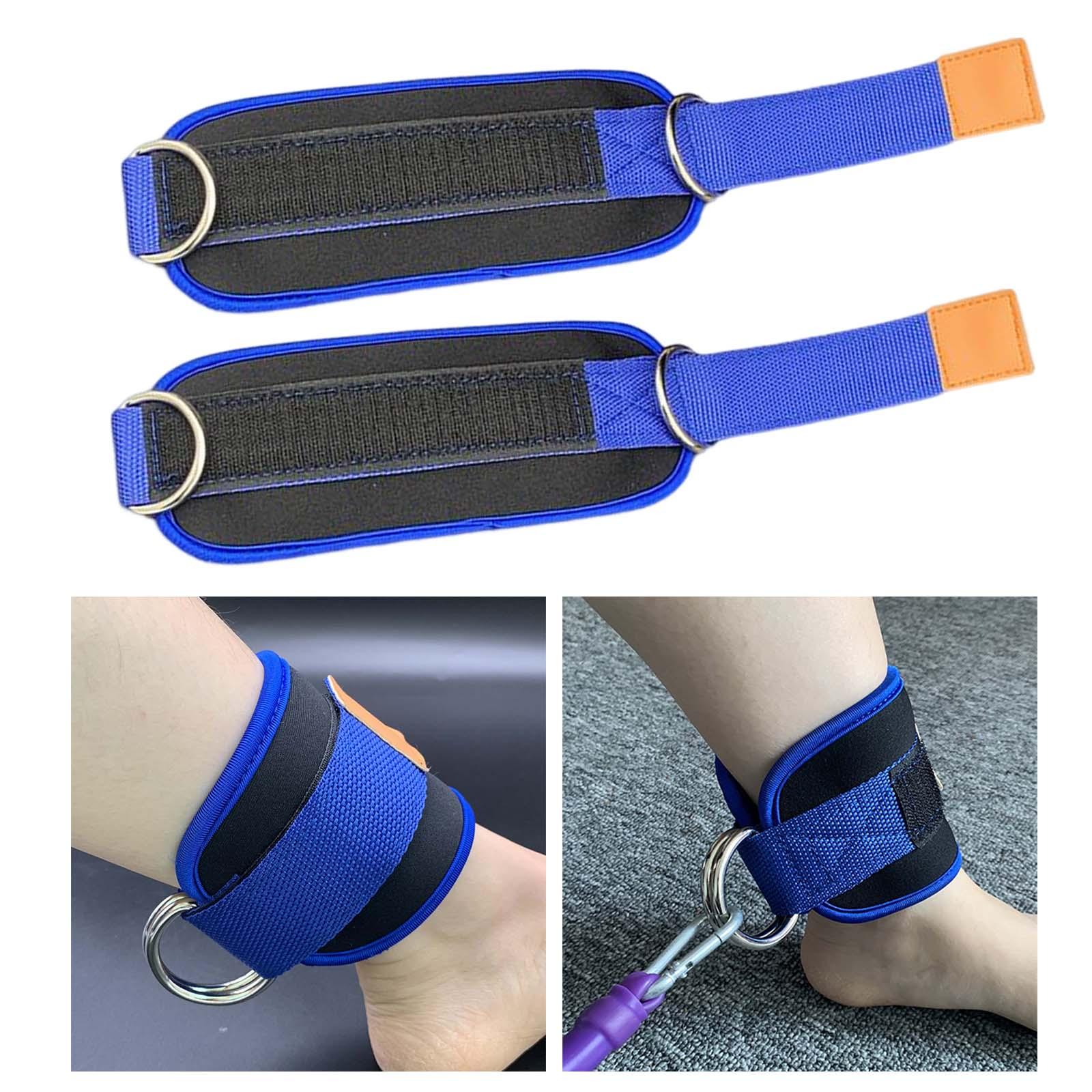 Ankle Straps Cable Machine Attachment Adjustable for Legs Extensions Blue