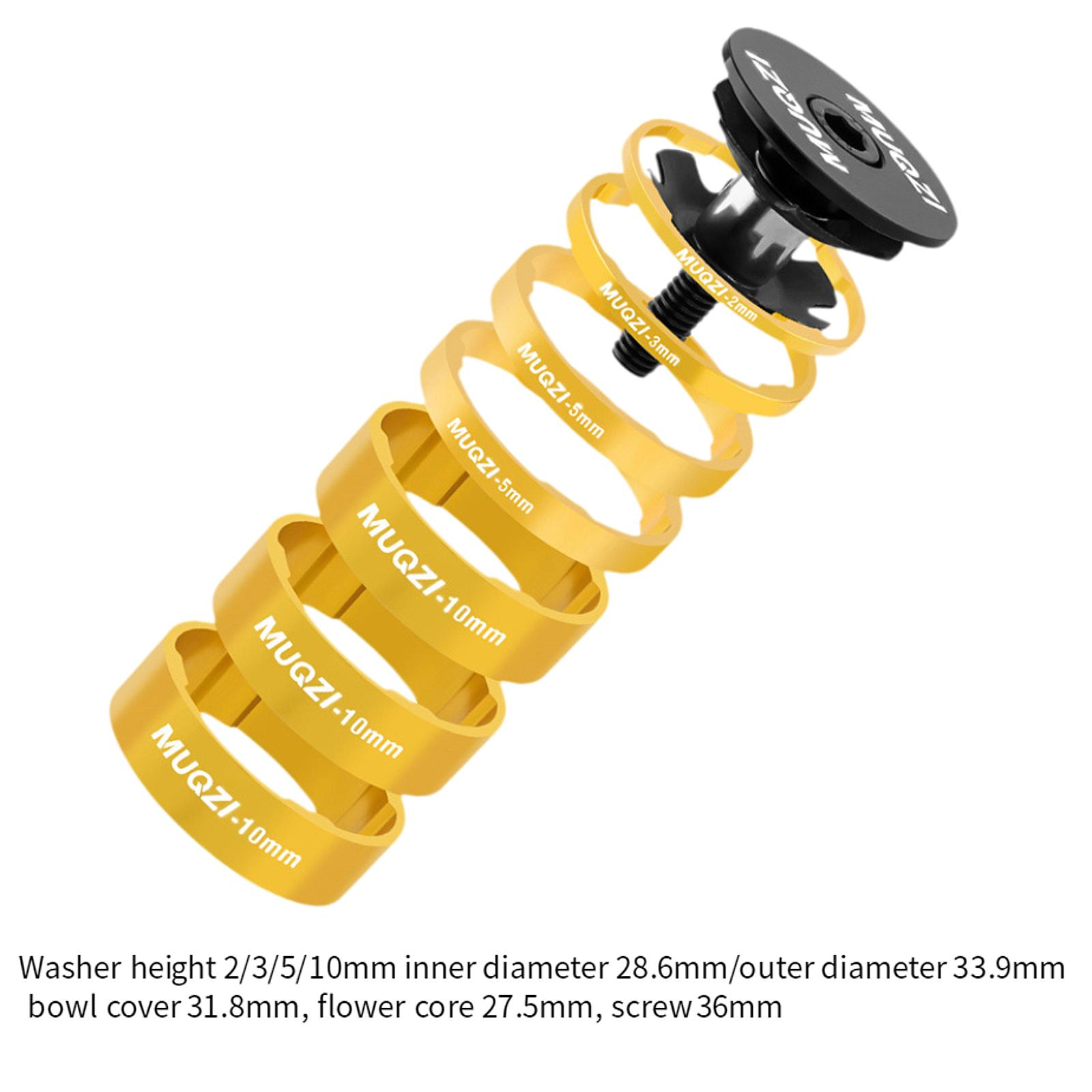 2xBicycle Front Stem Spacer Gasket Bicycle Handlebar Spacers Gold