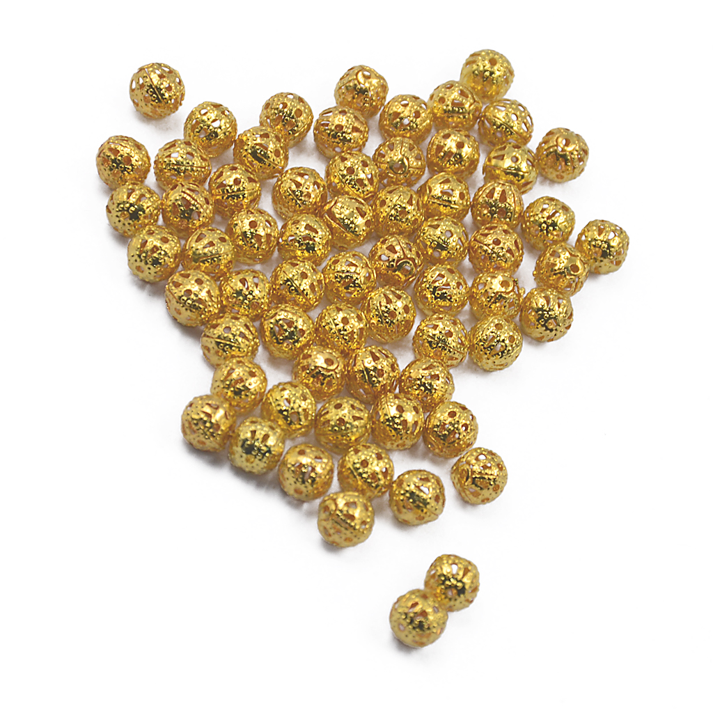 100pcs 6 mm Round Metal Spacer Beads Jewelry DIY Making Loose Charms Gold