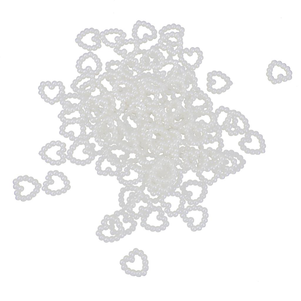 100 Heart Shaped Faux Pearls Cabochon Embellishments Wedding Card Making