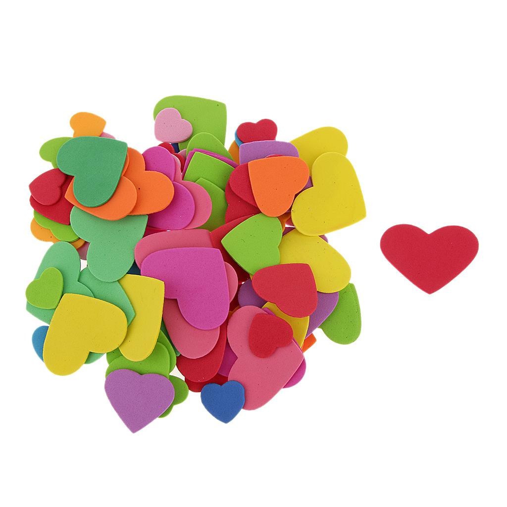 100pcs Mixed Foam Heart Shapes Kids Children Decooration Crafting DIY