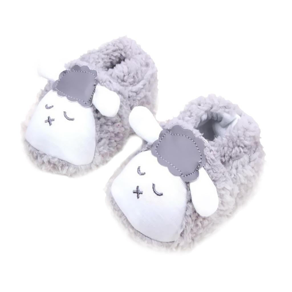 Coral Fleece BabyToddler Shoes Soft Sole with Sheep Pattern Gray 13