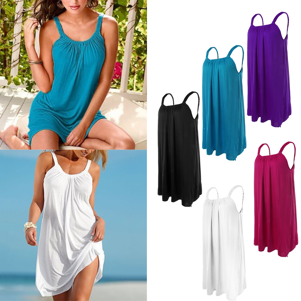 Women Sexy Sleeveless Dress Short Mini Sling Harness Dress Purple M