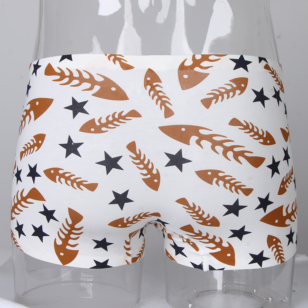 Sexy Men Seamless Boxer Briefs Printed Panties Underwear  M White Fishbone