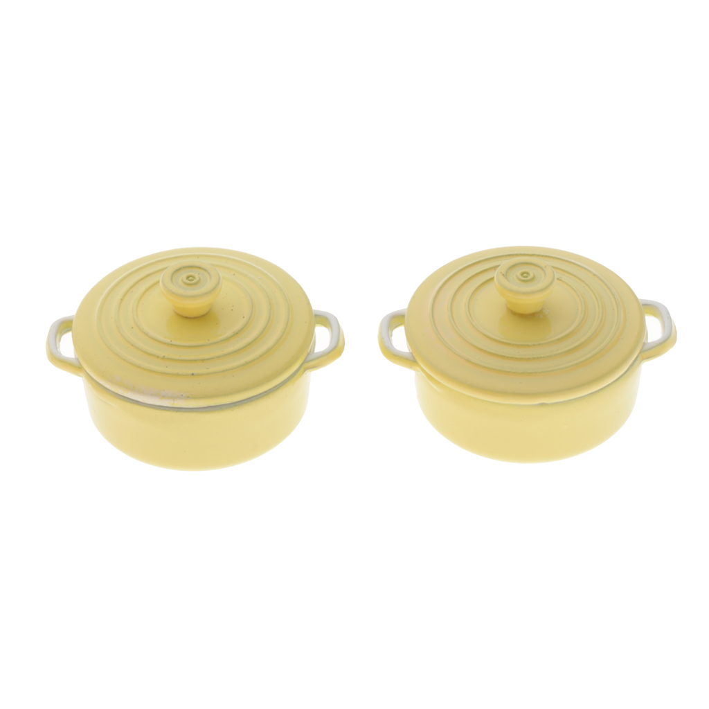 1/12 Dollhouse Miniature Soup Pot for Kitchen Decoration Accs Yellow