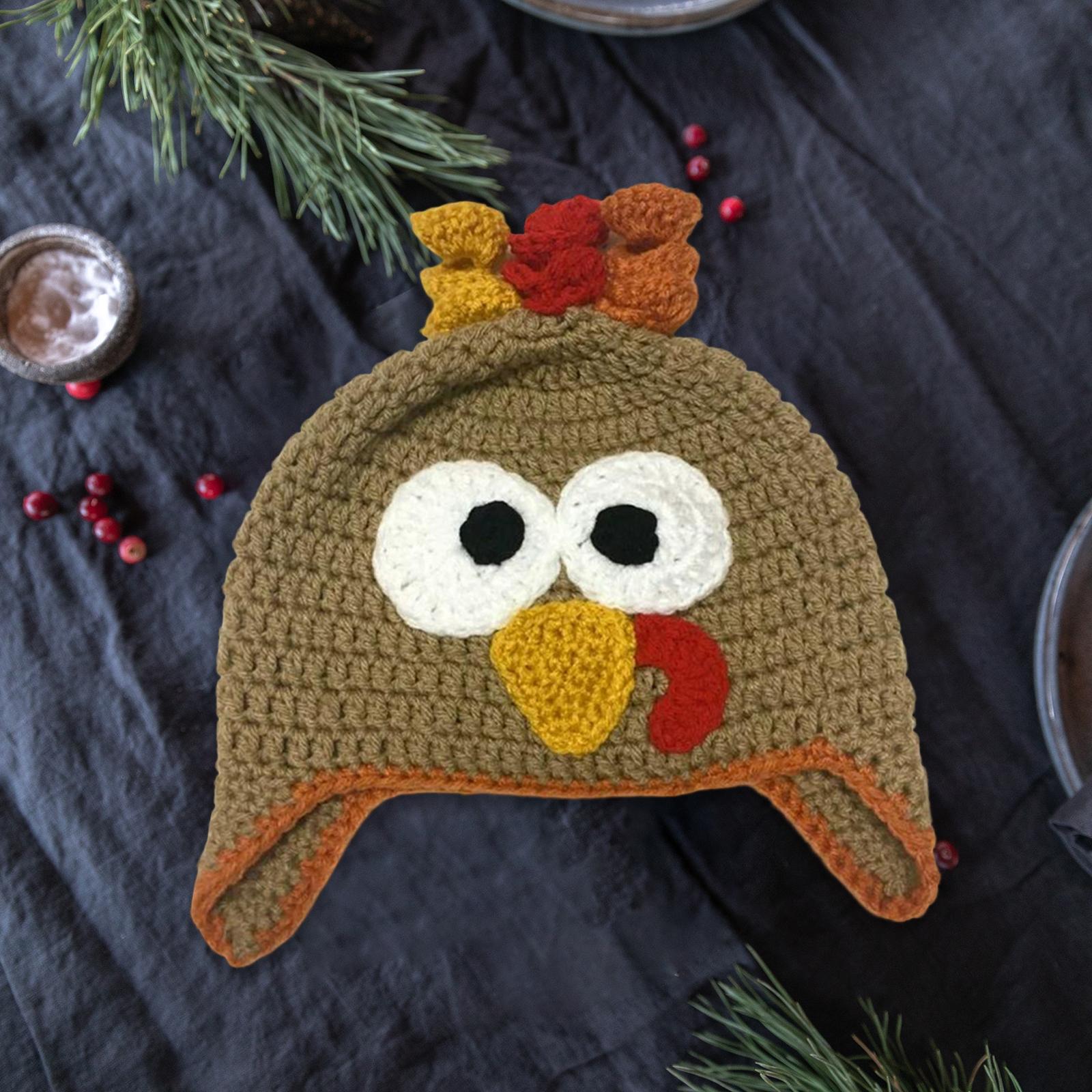 Knit Turkey Hat Thanksgiving Outfit Fancy Dress Boy Girl Beanie Winter Hat