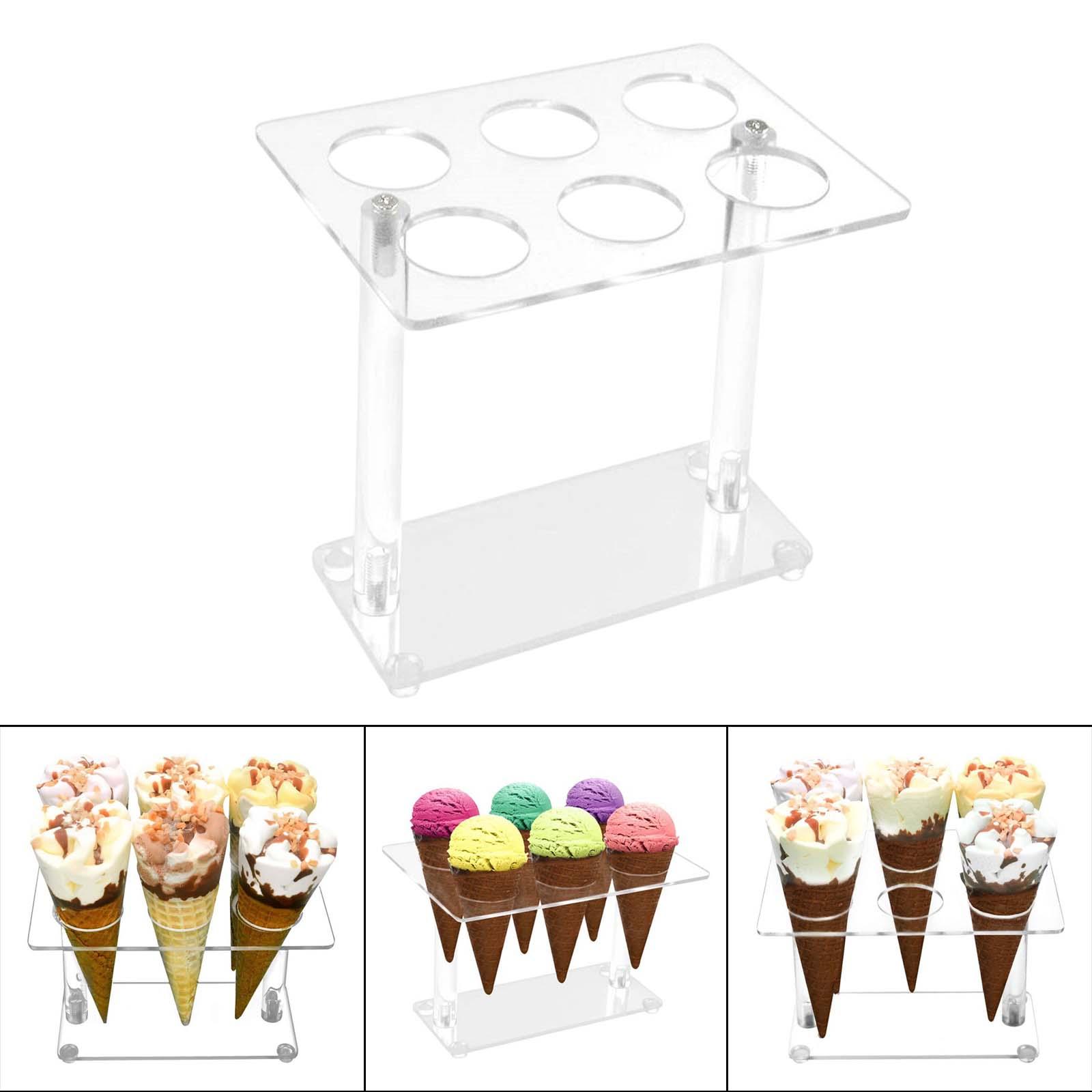 6 Holes Ice Cream Cone Display Stand Transparent Easily Install Durable