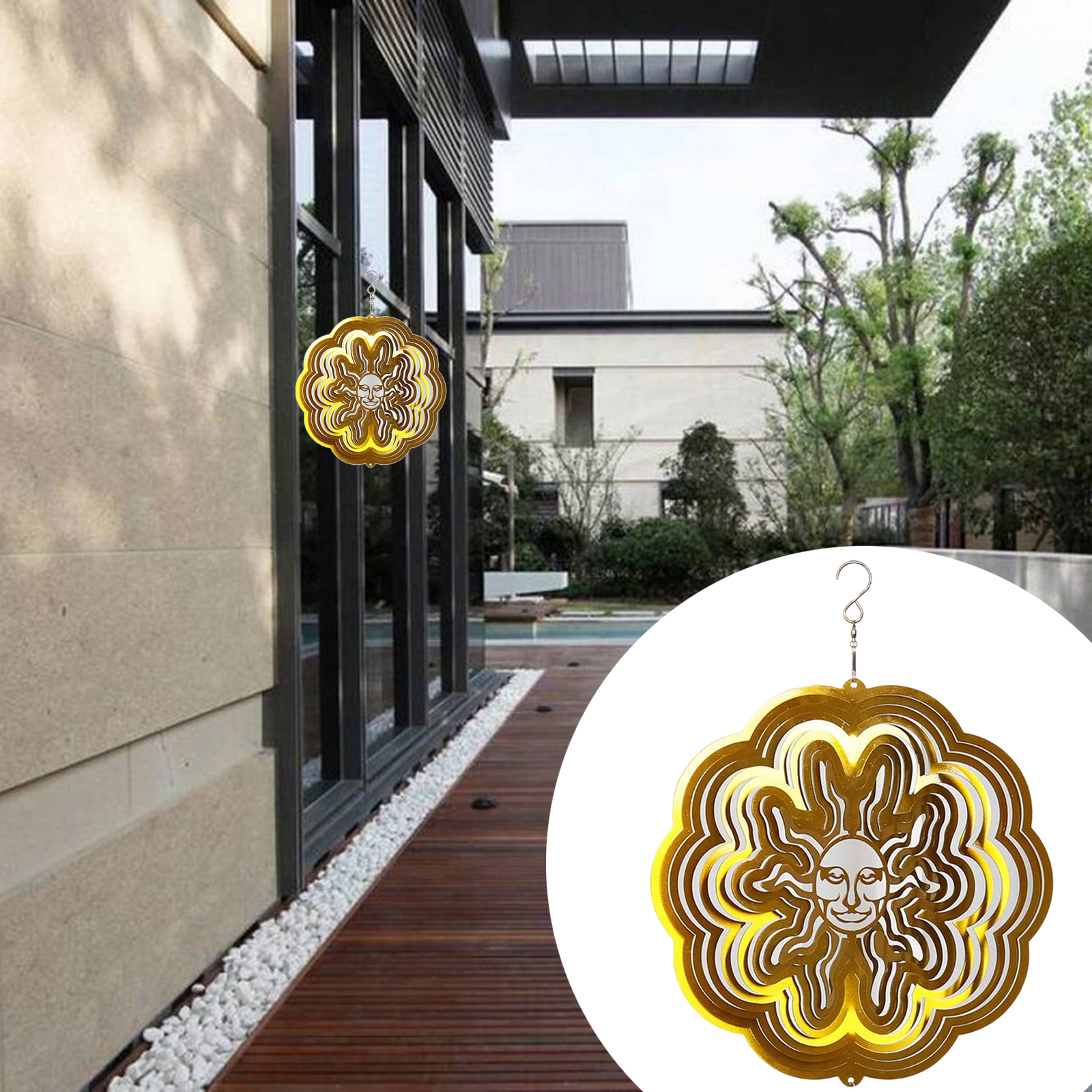 Wind Spinners with Stable Stake Garden Spinner Reflective Painting  Style3