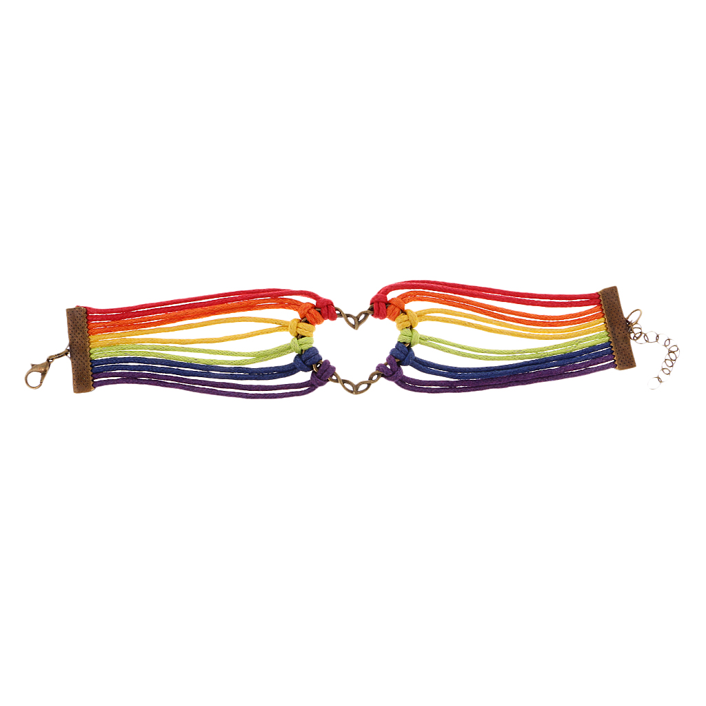 Handmade Braided Rainbow Cordon gay lesbienne LGBT Pride Love Coeur Bangle Bijoux