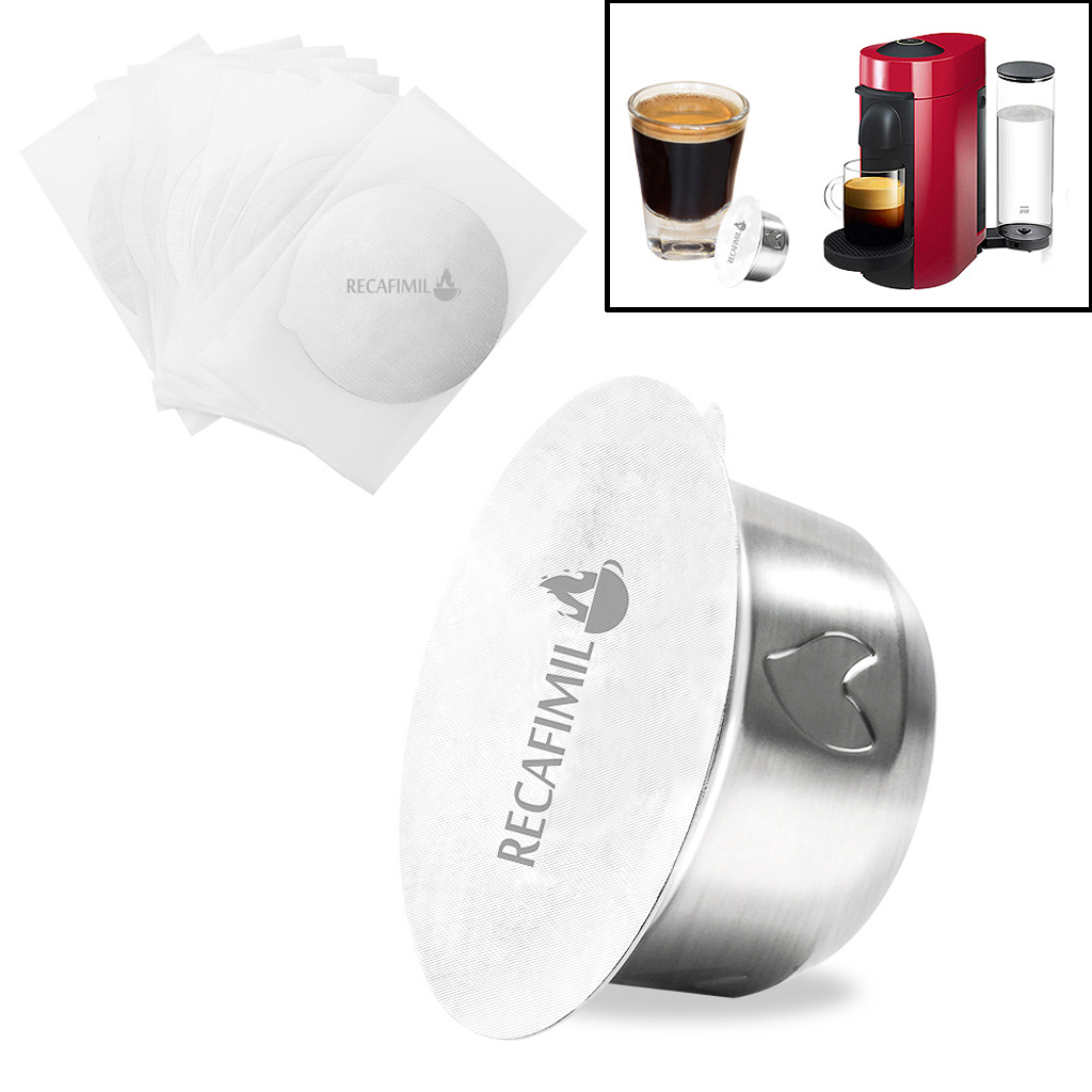 Refillable Stainless Steel Coffee Capsule with Cover for Delonghi ENV150