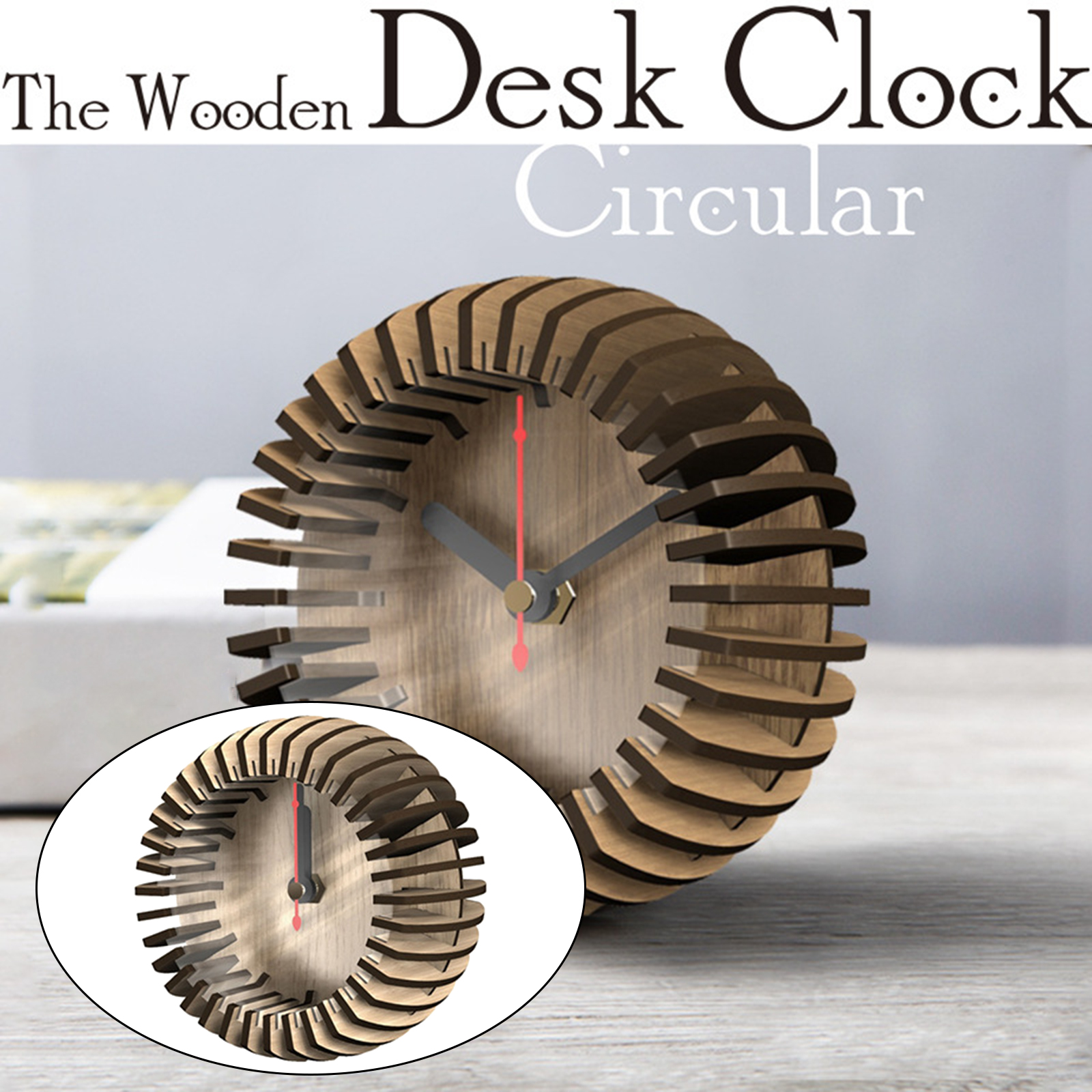Wooden Clock Puzzle DIY Model Kits DIY Assembly Model Gifts  Round