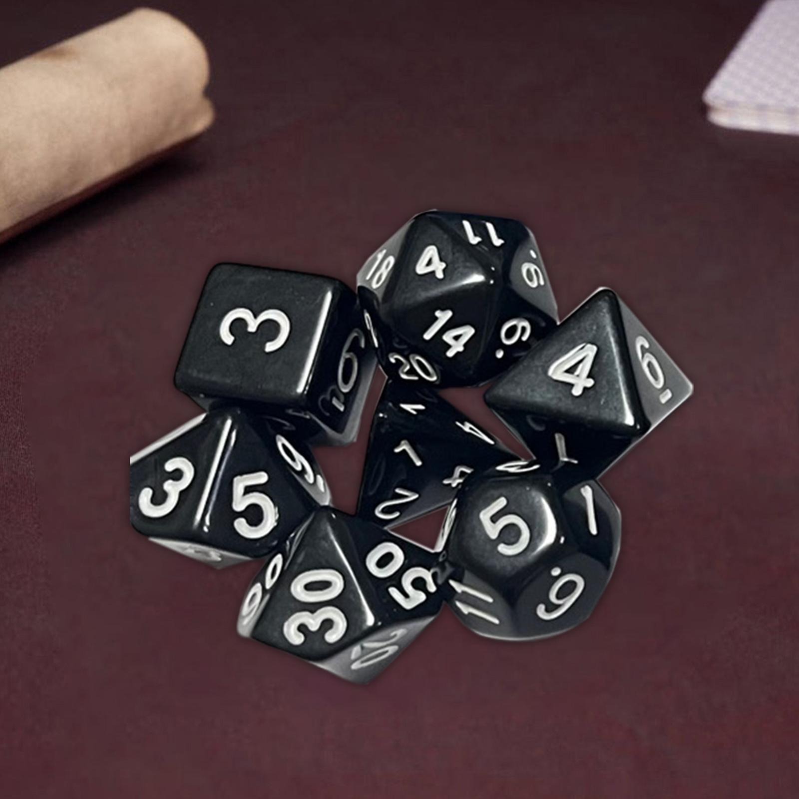 7Pcs Polyhedral Dices Set Entertainment Toy for Entertainment Party Supplies White