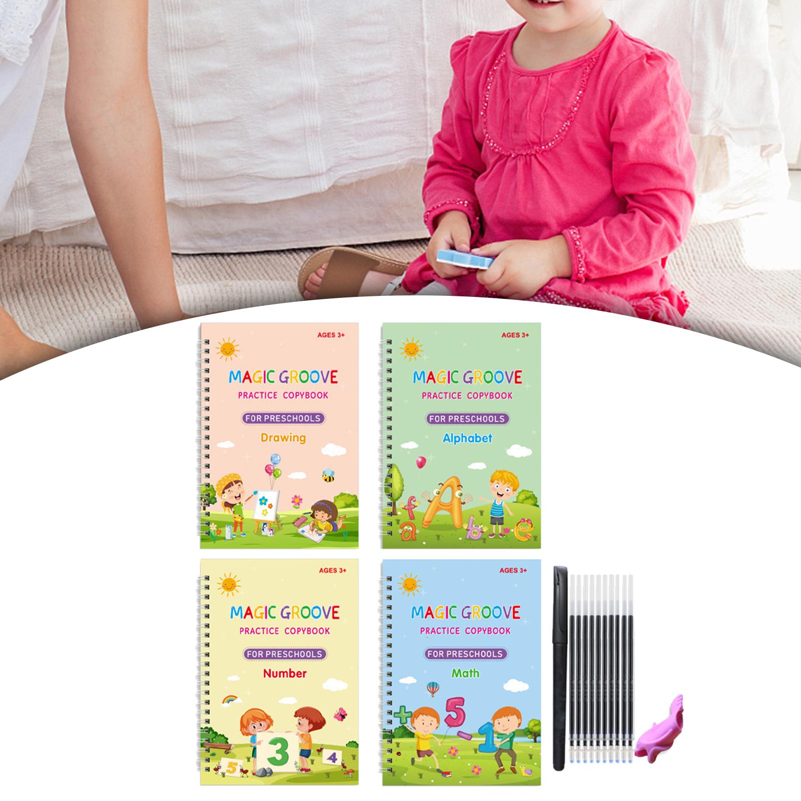 Grooved Copybook Set Children with Pen Refill Alphabet Calligraphy Copybooks English