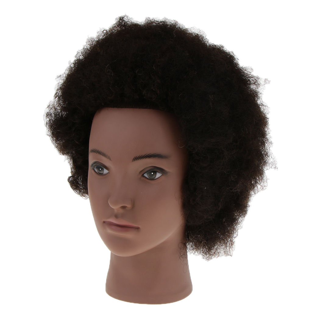 Cosmetology Afro Mannequin Head W/ Real Hair For Braiding Cutting Practice
