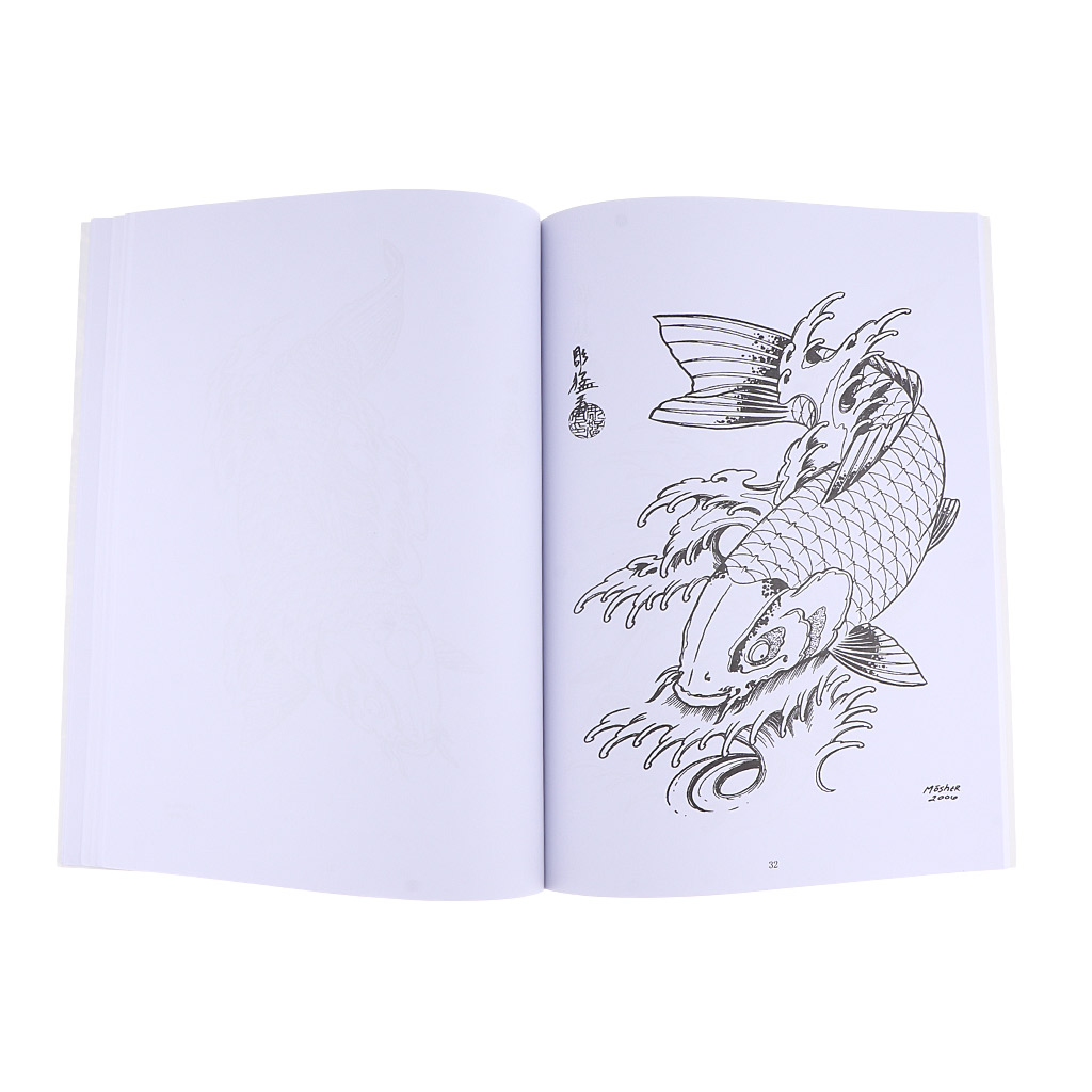 51 Pages Tattoo Book Tattoo Manuscript Body Art Tattoo Flash Reference Book Fish