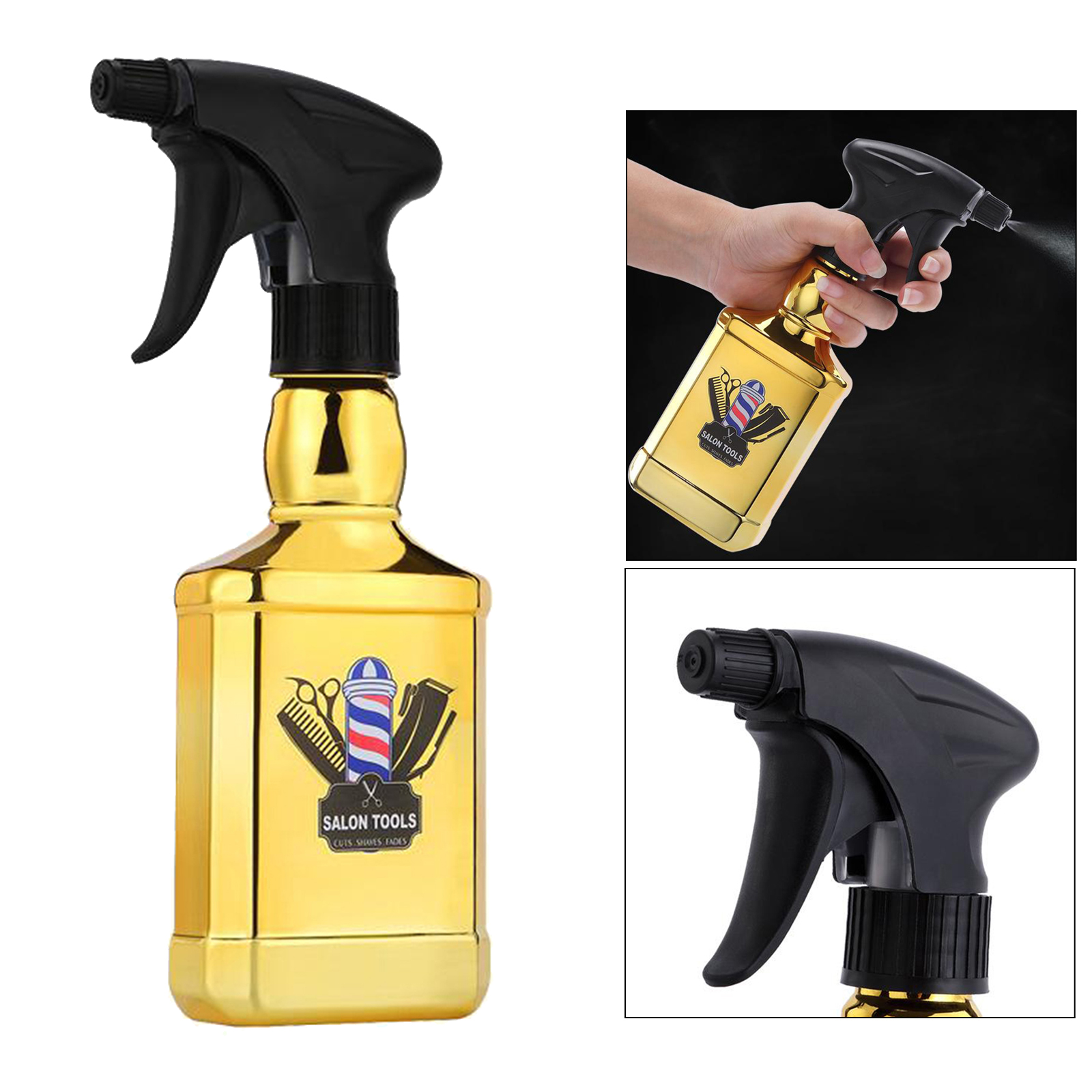 300ml Hair Salon Water Spray Bottle Mist Empty Sprayer Tool Golden