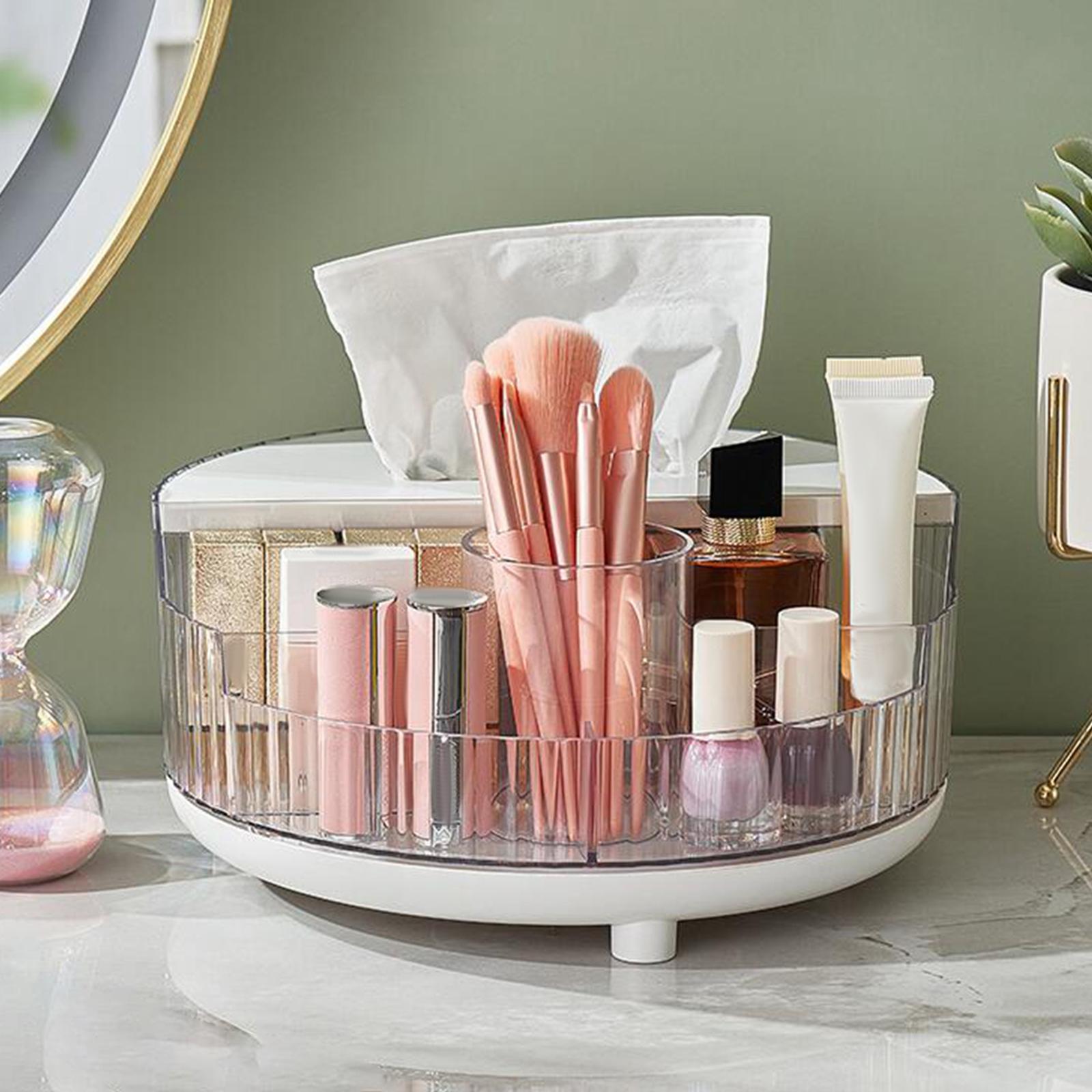 Cosmetic Makeup Rack Organizer Container Tabletop for Bathroom Dresser Transparent no Lid