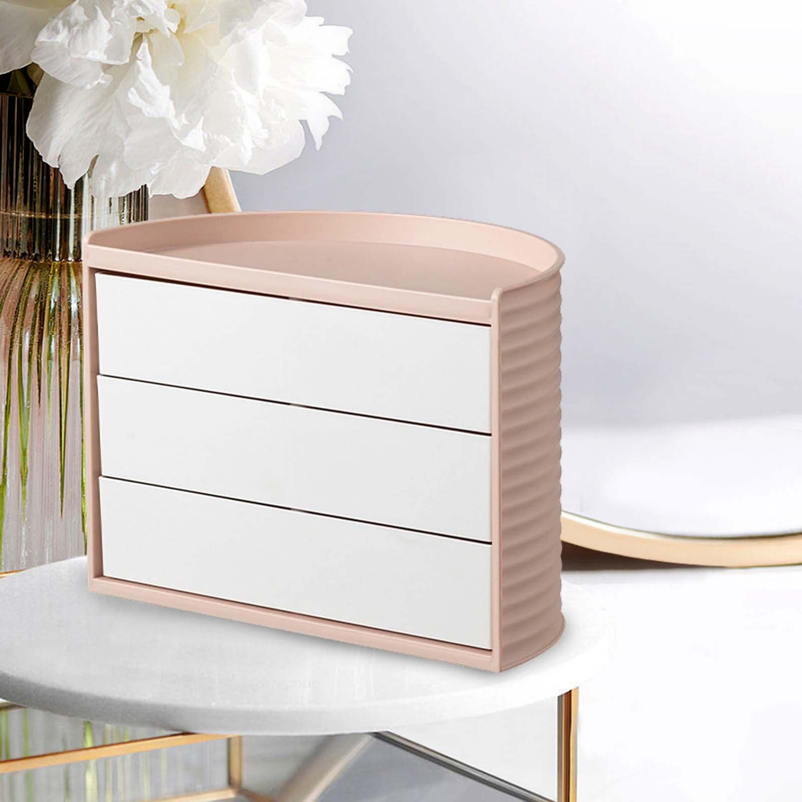 Rotating Desktop Makeup Organizer Countertop Container for Cosmetic Bathroom Pink