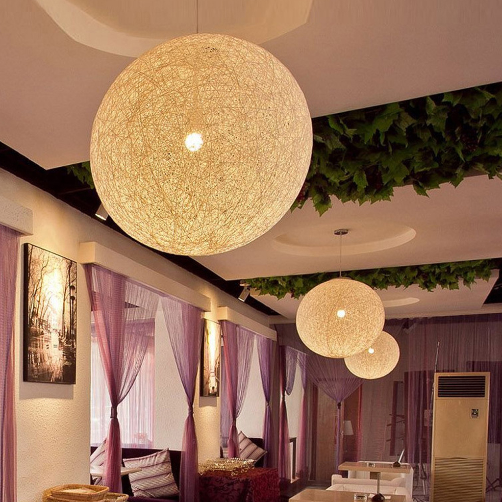 Moderne E27 Rattan Lampe Schirm Decke Anhänger Lampenschirm für Wohn