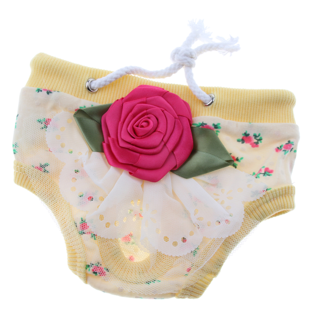 Female Dog Physiological Shorts Menstruation Underwear Pants Yellow