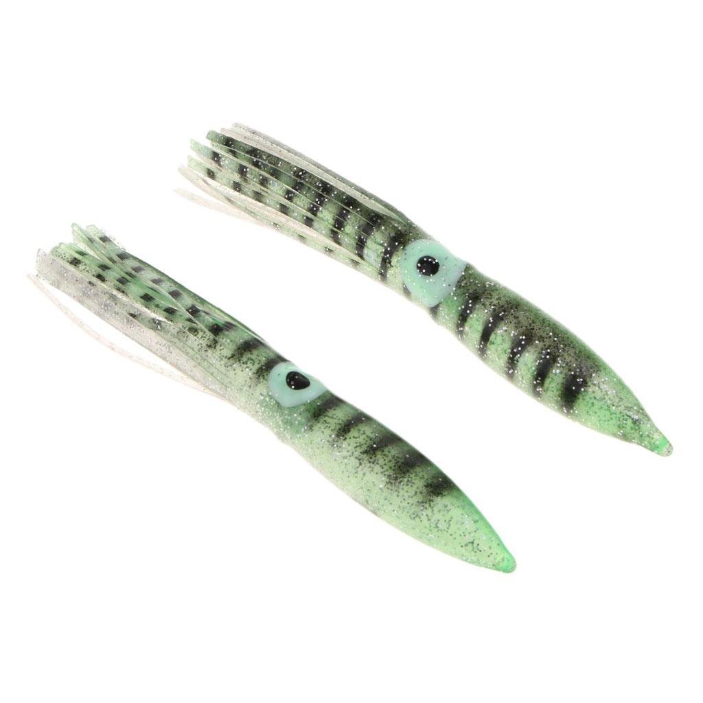 3x2pcs Fishing Lures Squid Octopus Skirts Lures Soft Baits Crankbaits Green