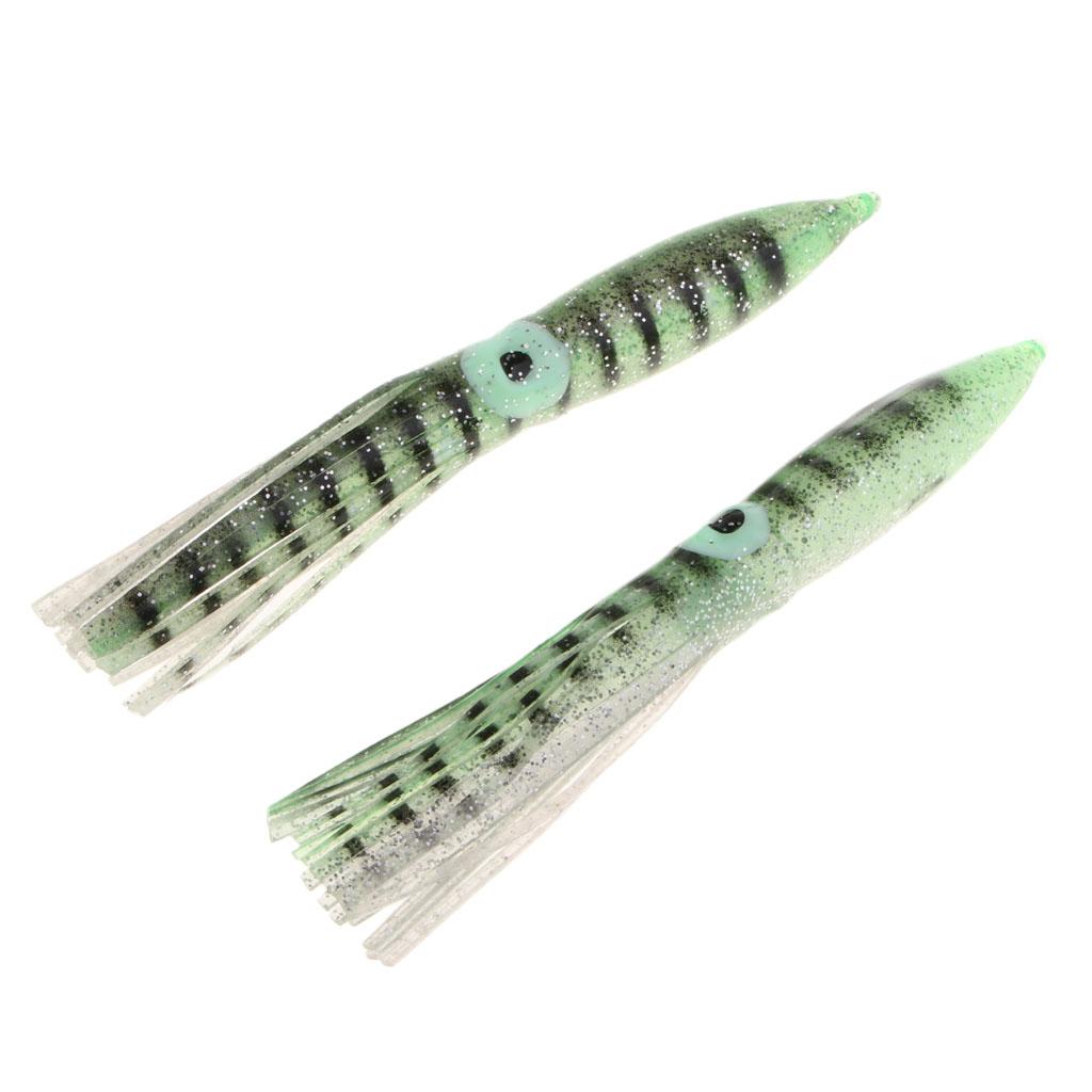 2pcs Fishing Lures Squid Octopus Skirts Lures Soft Baits Crankbaits Green