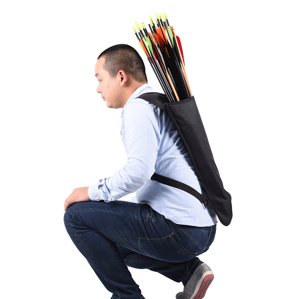 Outdoor Hunting Back Archery Quiver Bow Arrow Holder Bag Pouch for 40 Arrows