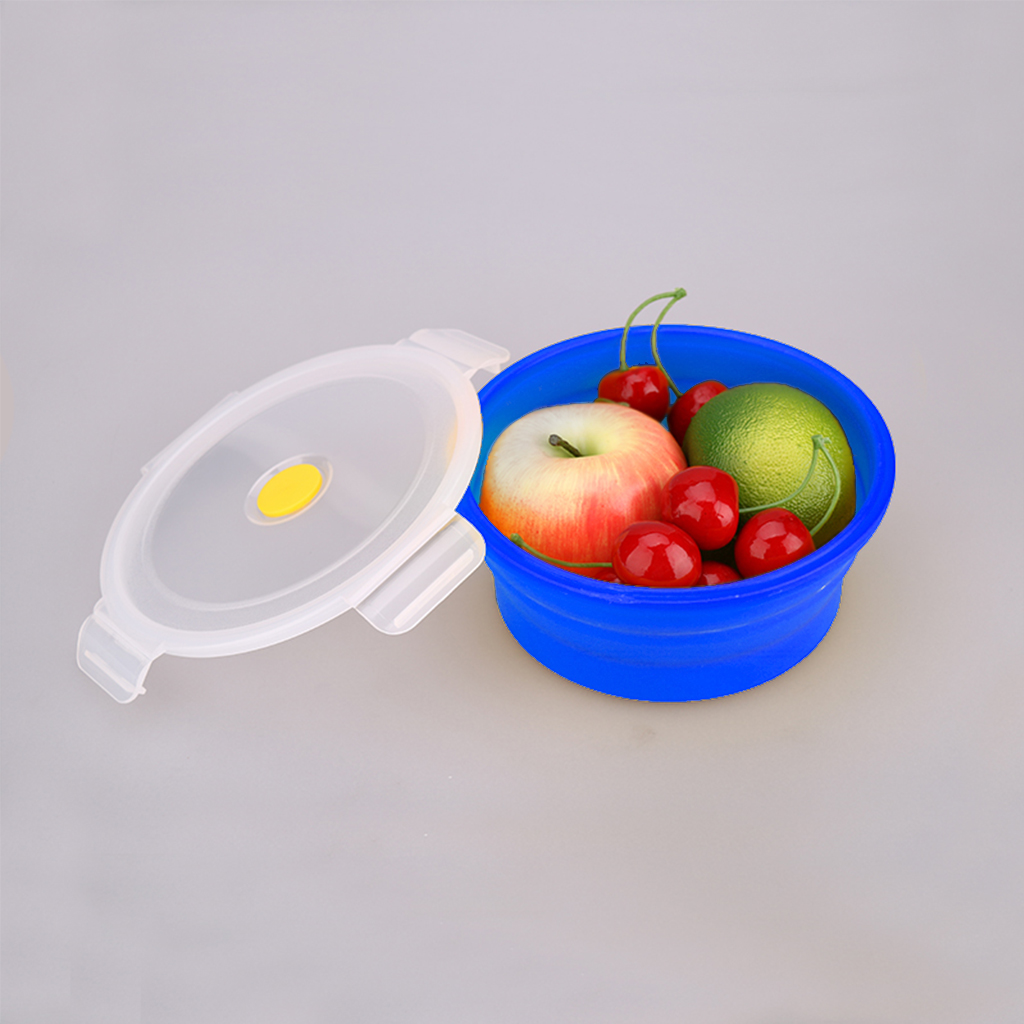Collapsible Silicone Camping Bowl, Food-grade and BPA-free 400ml Blue