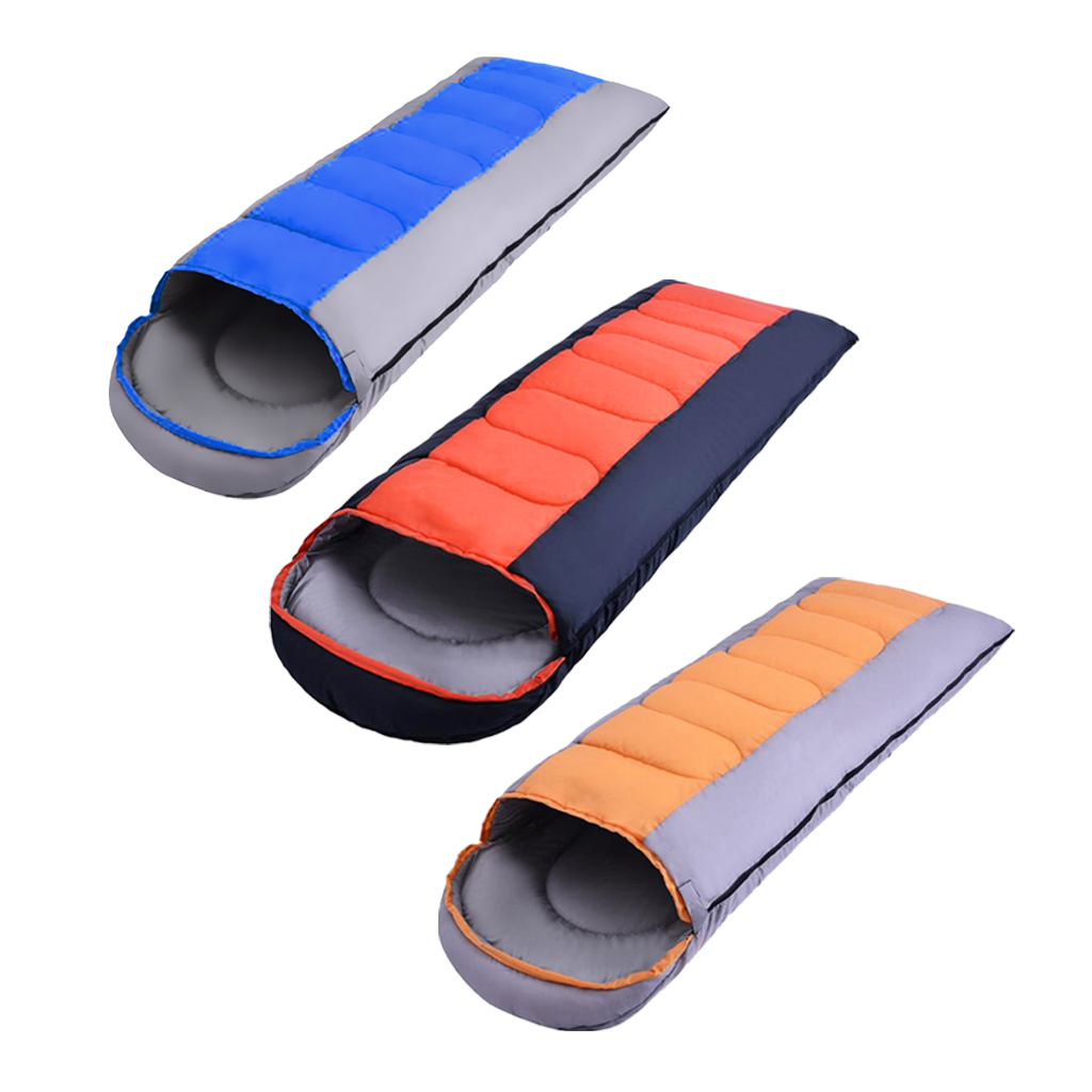 Lightweight 4 Season Camping Hiking Envelope Sleeping Bag with Hood Blue