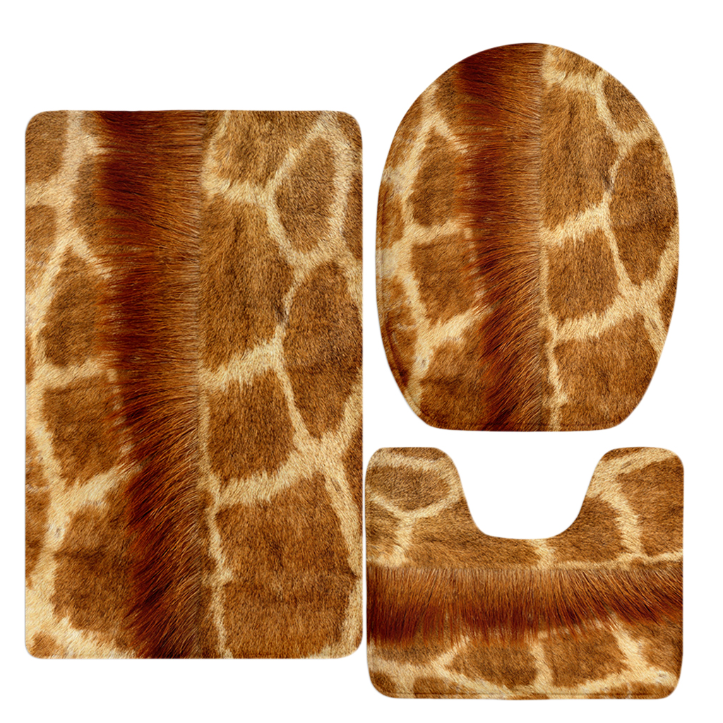 3D Scenery Non-Slip Bathroom Mat Toilet Floor Rug Set 3