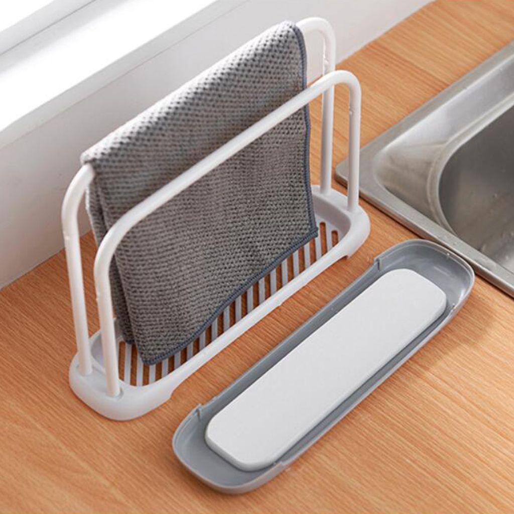 Double Bar Towel Rag Hanger Dishcloth Drying Rack White with Diatom mud 