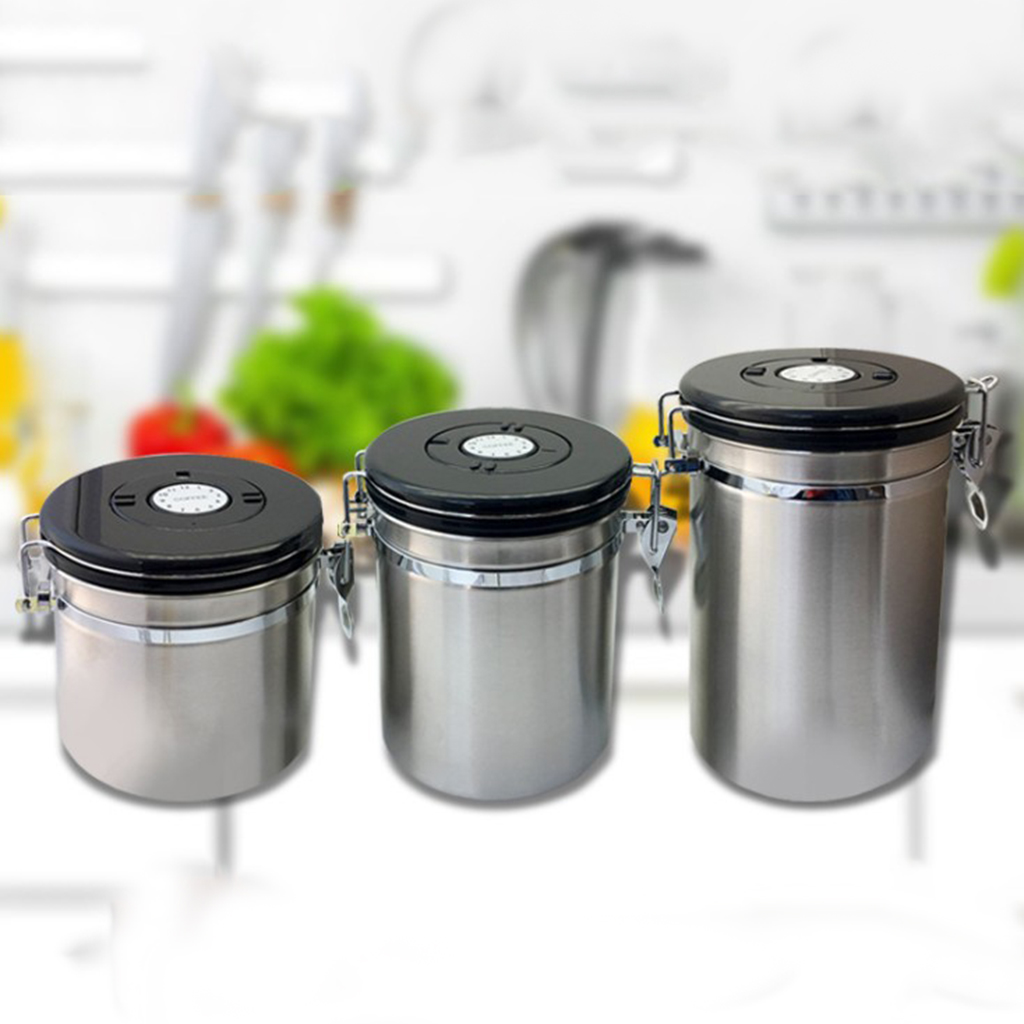 Coffee Container Airtight Stainless Steel Vacuum Sealed Coffee Canister