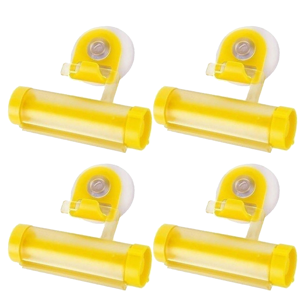 4pcs/set Mini Bathroom Toothpaste squeezer Easily install on the Wall Yellow