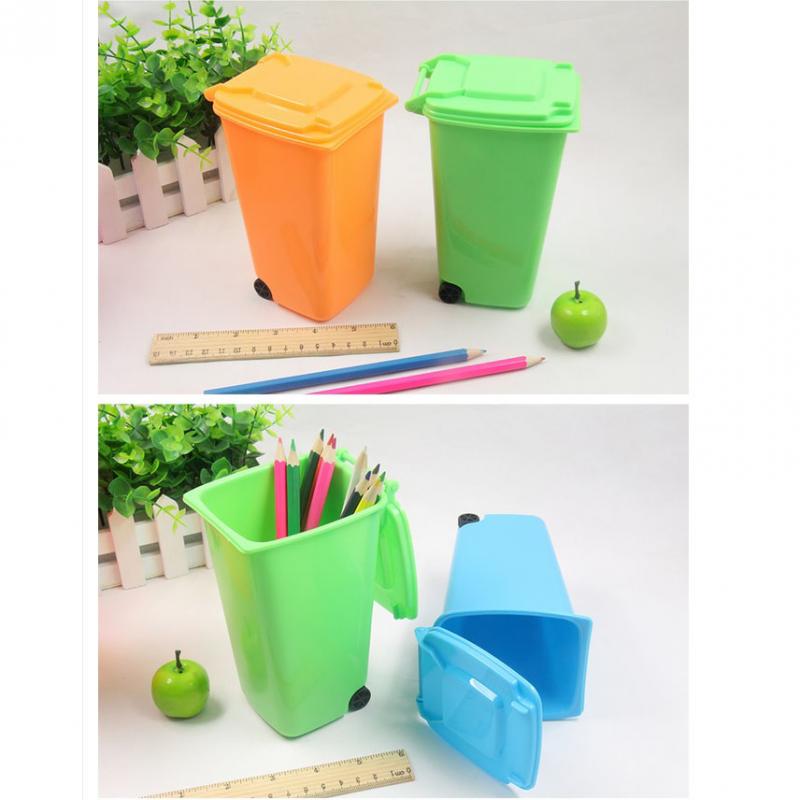 Trash Can with Lid Waste Bin Creative Office Wastepaper Dustbin Black