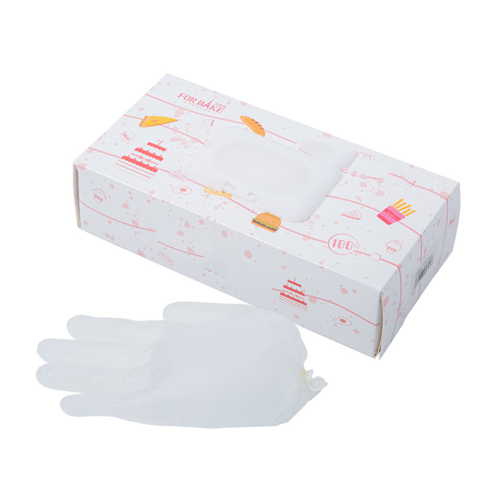 100 Pieces Disposable Stretchable PVC Kitchen Household Leak-Free Gloves L