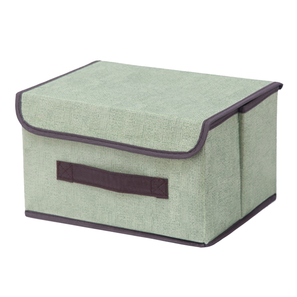 Foldable Storage Box with Lid Snacks Organizer Container Closet S Green