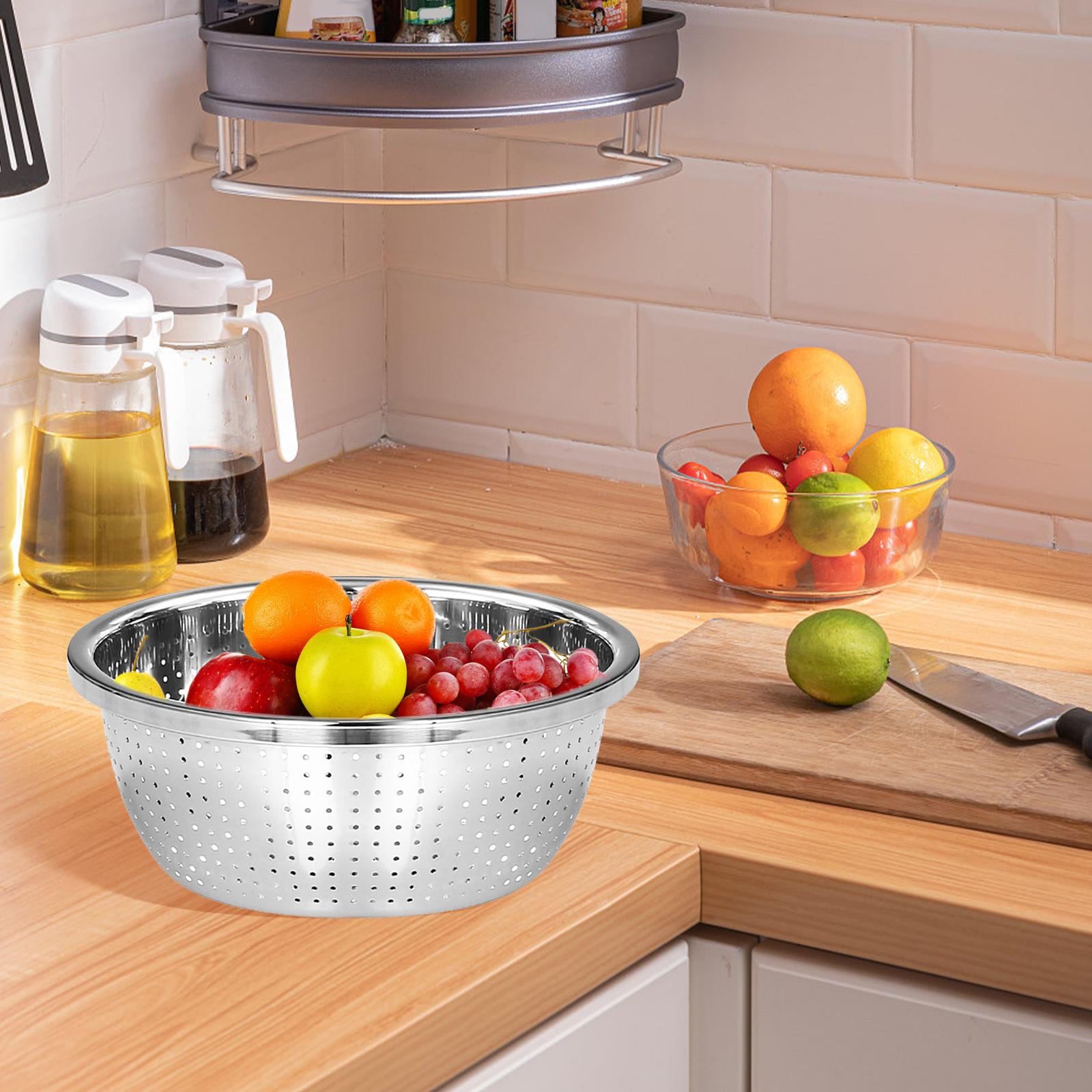 Stainless Steel Colander Sifters Food Strainer for Grape Veggies Fruits 26cm