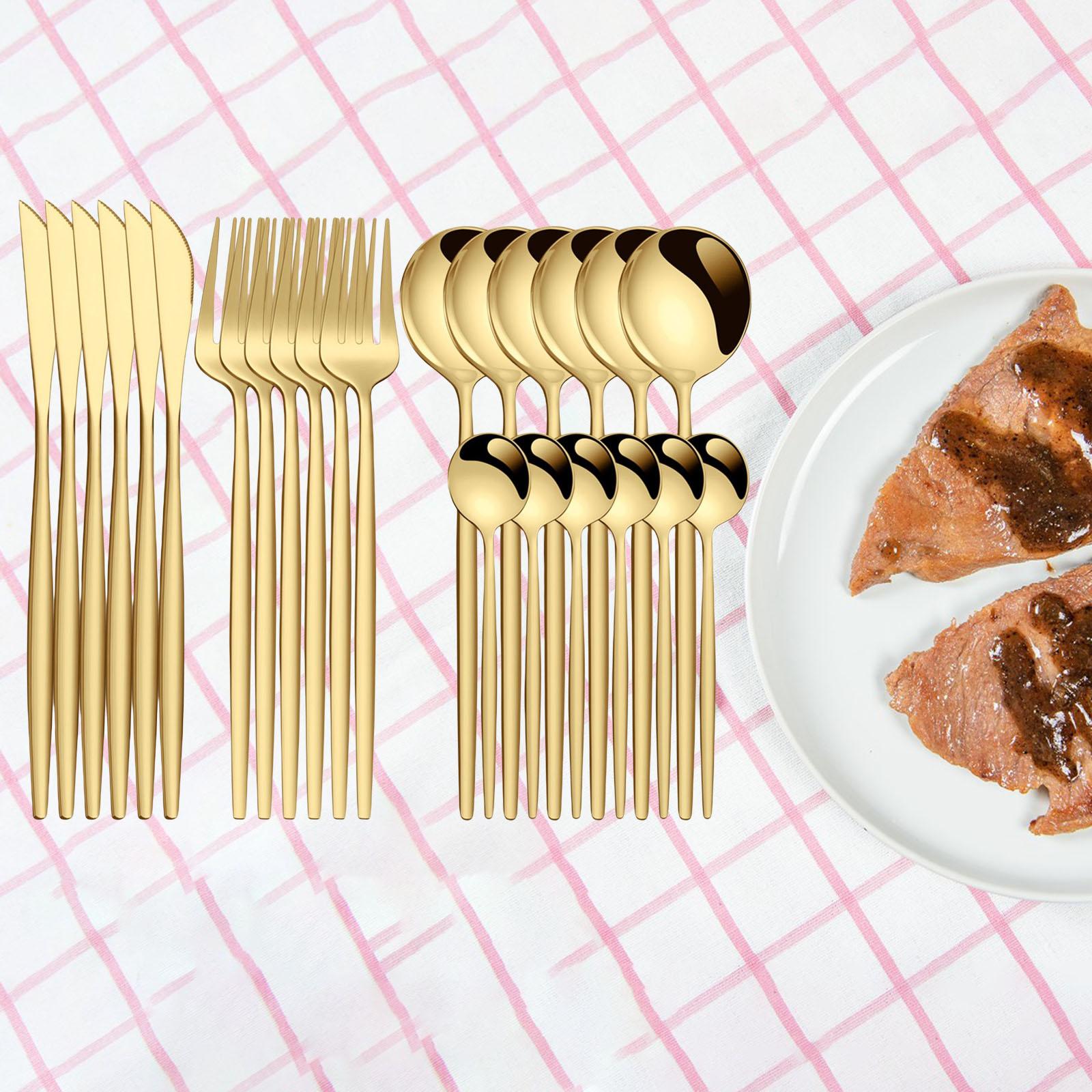 24Pcs Family Dinnerware Cutlery Set Flatware Set for hotel home  Aureate