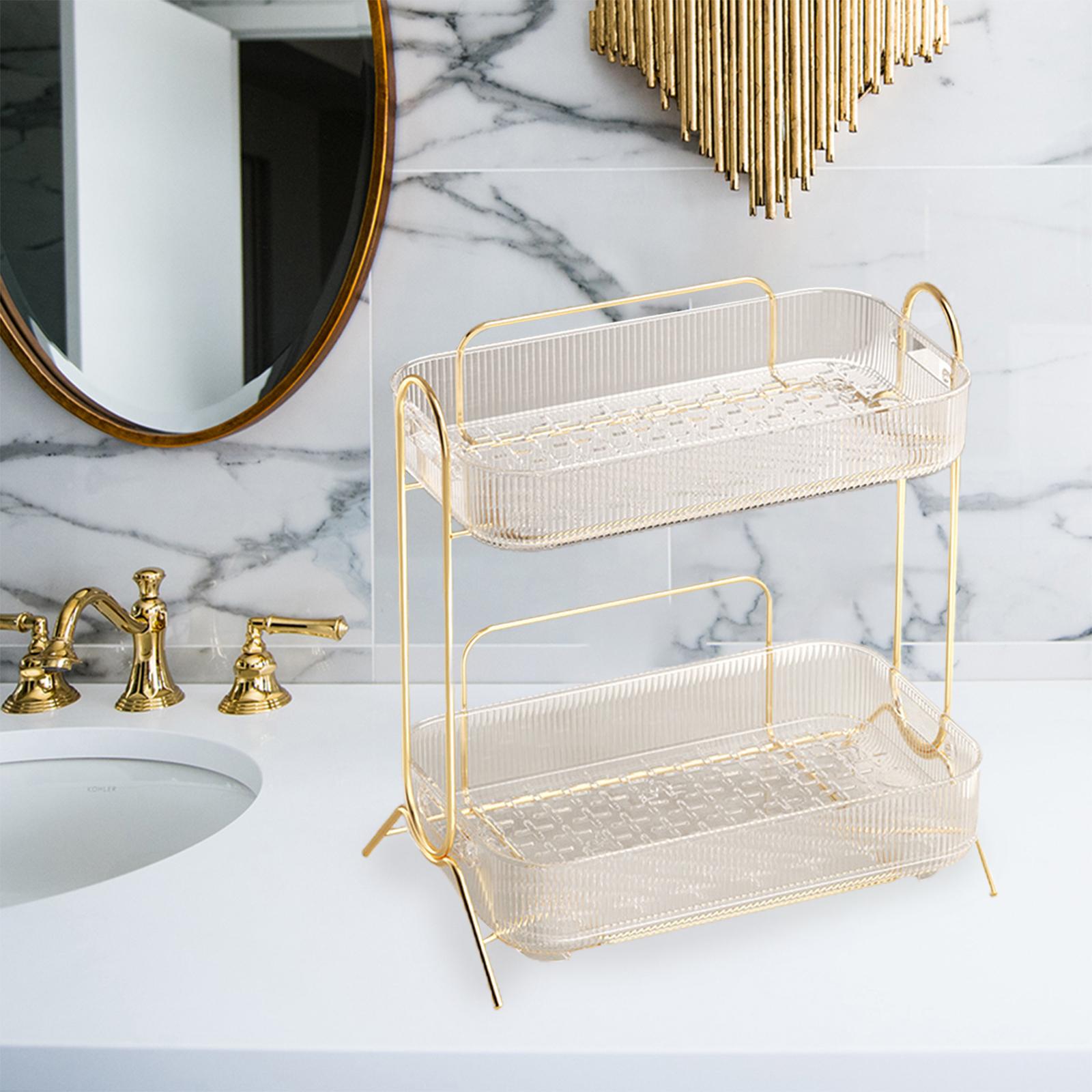 Cosmetics Organizer Rack Kitchen Spices Rack Display Organization for Vanity White