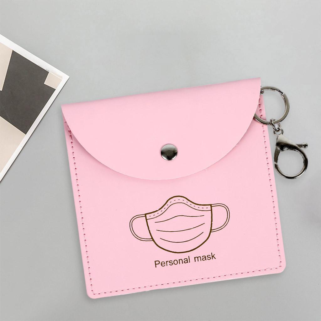 Face Cover Bag with Lobster Clasp Waterproof Mask Organizer Holder Pink