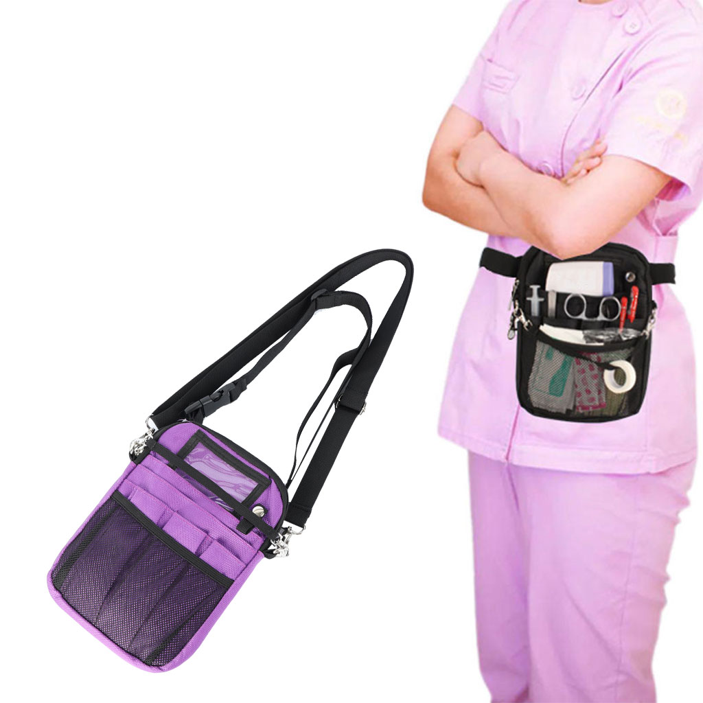 Nurse Fanny Pack Multi Compartment for Bandage Tools Purple