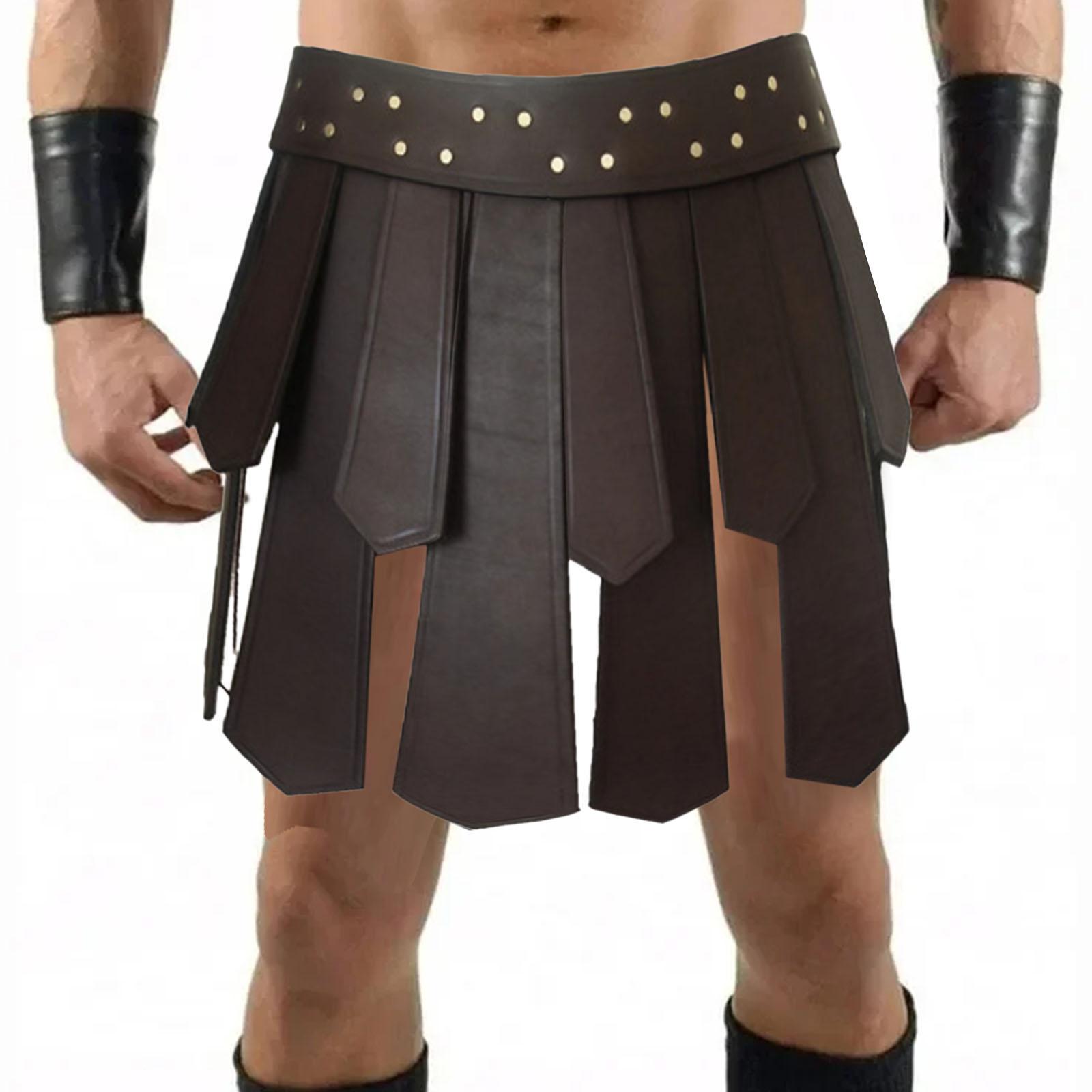 Roman Tassel Skirt Cosplay Costume High Waist Props Roman Soldier Costume Brown