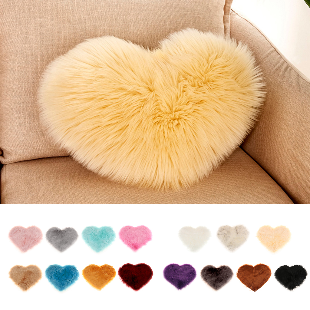 Artificial Wool Soft Plush Sofa Pillow Case Cushion Cover White