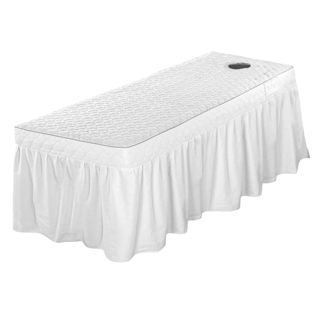 Massage Cosmetic Table Valance Sheet  Cover with Hole 75x31inch  White