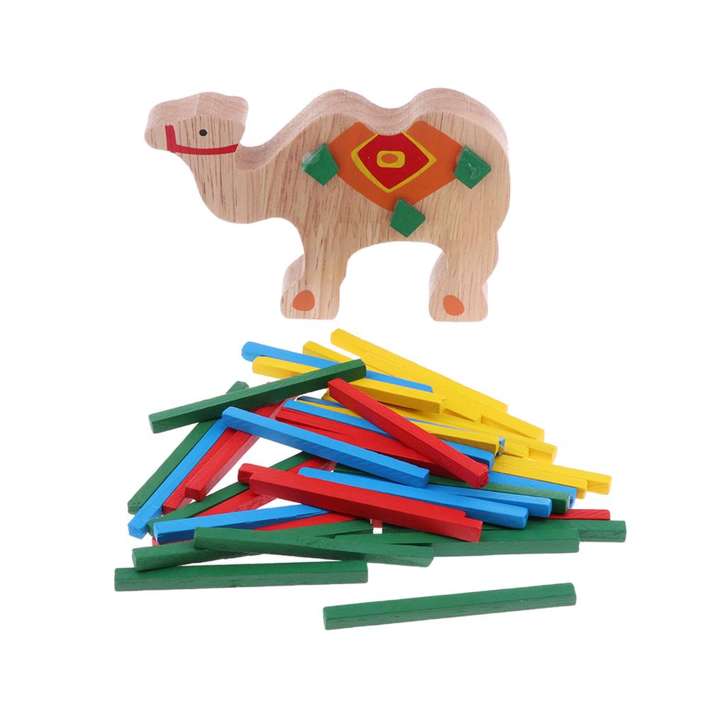 Wooden Stick Stacking Balance Beam Wooden Puzzle Building Blocks  Camel