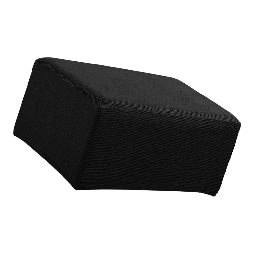 Stretch Ottoman Pouf Cover Footrest Stool Slipcover Protector a Black