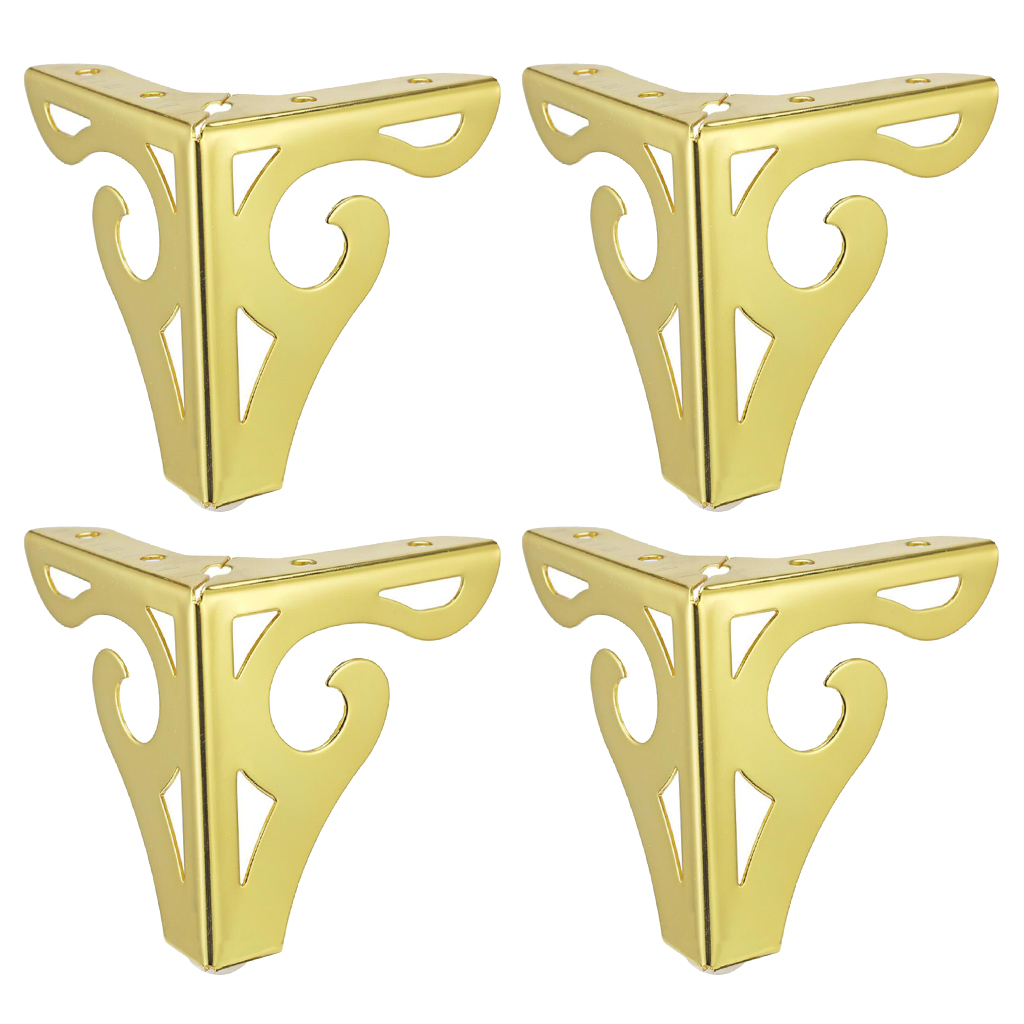 4pcs Hollow Out Metal Furniture Legs Feet Sofa Cabinet Legs Gold 12cm