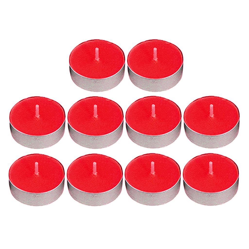 10pcs Smokeless Round Tealight Candles for Birthday Party 3.5x1cm Red